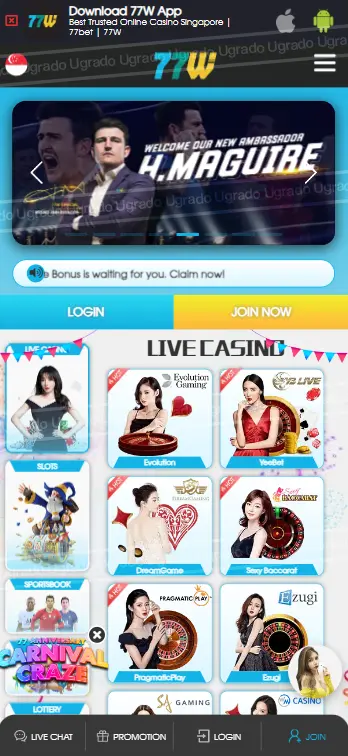 77bet online casino Singapore